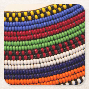Dessous-de-verre Carré En Papier Motif de perles tribales Massai