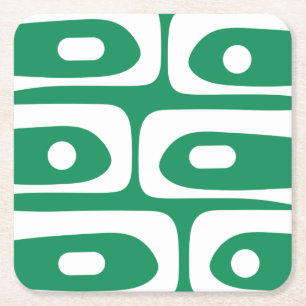 Dessous-de-verre Carré En Papier Motif de piquet moyen Kelly Vert et Blanc