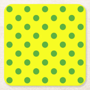 Dessous-de-verre Carré En Papier Motif de points polka jaune et vert