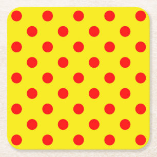 Dessous-de-verre Carré En Papier Motif de pois à points jaunes rouges Design