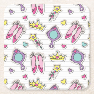 Dessous-de-verre Carré En Papier motif de princesse de papillon