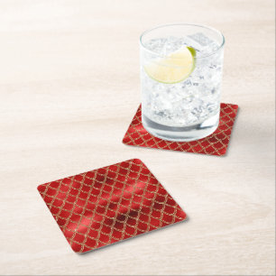 Dessous-de-verre Carré En Papier Motif de serpent reptile serpent rouge