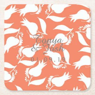 Dessous-de-verre Carré En Papier Motif de silo Rose de Corail