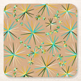 Dessous-de-verre Carré En Papier Motif de Spoutnik de la moitié du siècle, Taupe