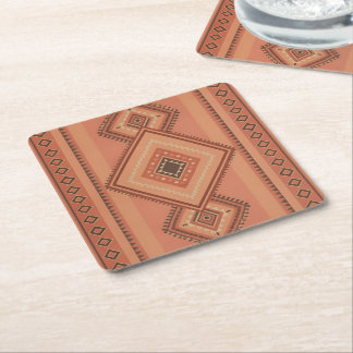 Dessous-de-verre Carré En Papier Motif de surface tribal marocain en terracotta cha