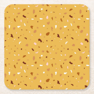 Dessous-de-verre Carré En Papier Motif de Terrazzo Jaune