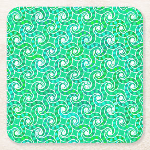Dessous-de-verre Carré En Papier Motif de tourbillon abstrait - nuances de vert jad