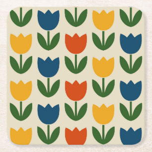 Dessous-de-verre Carré En Papier Motif de tulipe coloré