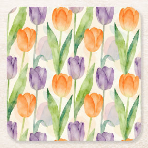 Dessous-de-verre Carré En Papier Motif de tulipe coloré