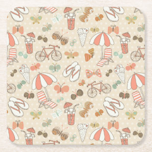 Dessous-de-verre Carré En Papier Motif de vacances d'été