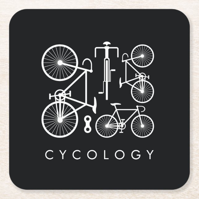 Dessous-de-verre Carré En Papier Motif de vélo noir et blanc moderne (Devant)