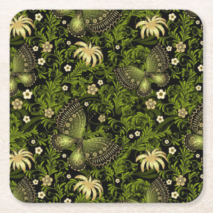 Dessous-de-verre Carré En Papier Motif de Vert-or de ressort