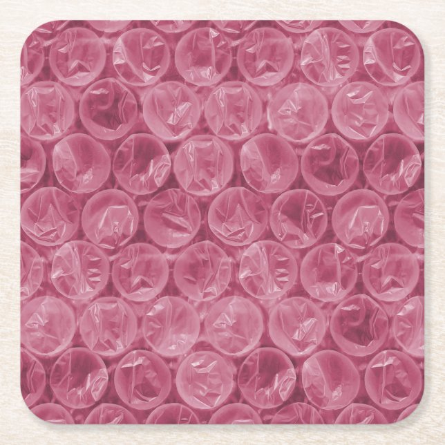 Dessous-de-verre Carré En Papier Motif d'enveloppement de bulle rose (Devant)