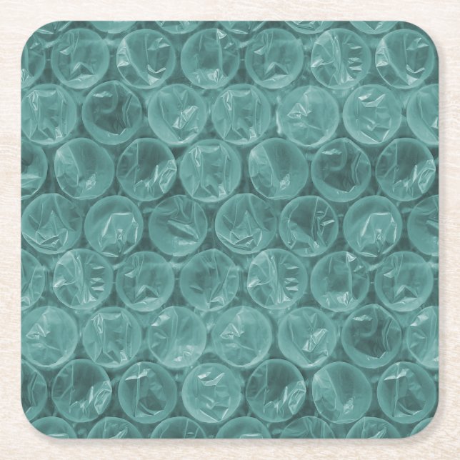Dessous-de-verre Carré En Papier Motif d'enveloppement de bulle turquoise (Devant)