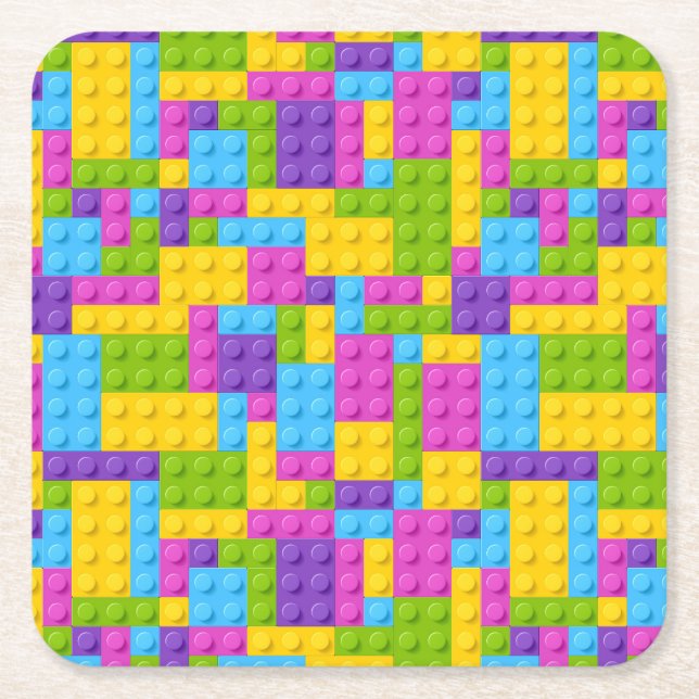 Dessous-de-verre Carré En Papier Motif des blocs de construction en plastique (Devant)