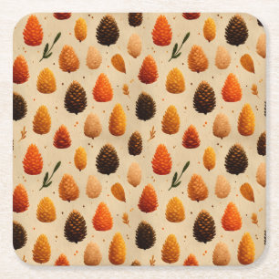 Dessous-de-verre Carré En Papier Motif des Pinecones d'hiver chauds