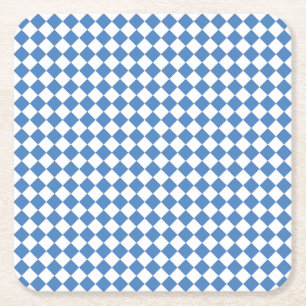 Dessous-de-verre Carré En Papier Motif diamant à carreaux bleu blanc