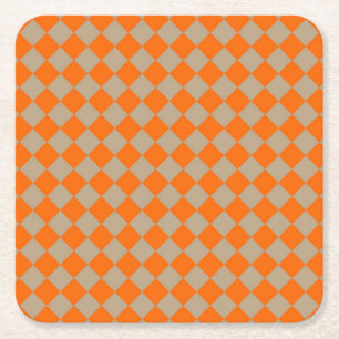 Dessous-de-verre Carré En Papier Motif diamant à carreaux orange taupe
