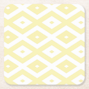 Dessous-de-verre Carré En Papier Motif diamant jaune pâle et blanc