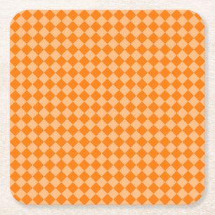 Dessous-de-verre Carré En Papier Motif diamant Orange Checker