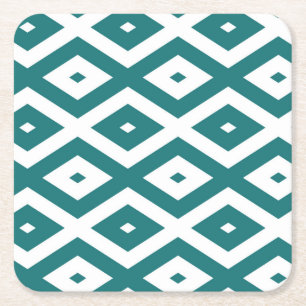 Dessous-de-verre Carré En Papier motif diamant turquoise et blanc