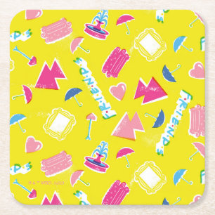 Dessous-de-verre Carré En Papier Motif d'icône Neon FRIENDS™