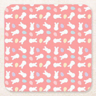 Dessous-de-verre Carré En Papier Motif d'oeufs décoré de lapin de Pâques