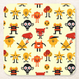 Dessous-de-verre Carré En Papier Motif drôle de monstres