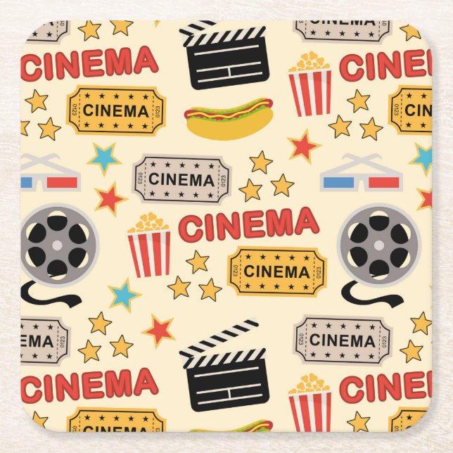 Dessous-de-verre Carré En Papier Motif du cinéma (Devant)