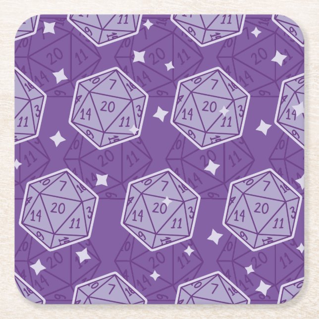 Dessous-de-verre Carré En Papier Motif Dungeons & Dragons D20 (Devant)