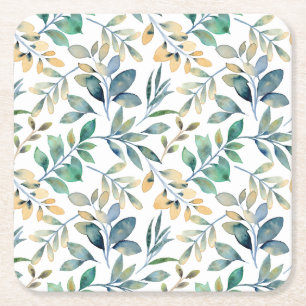 Dessous-de-verre Carré En Papier Motif élégant de fleurs roses et violettes sur pap