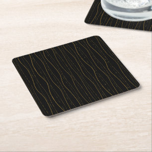 Dessous-de-verre Carré En Papier Motif élégant de lignes ondulées en or