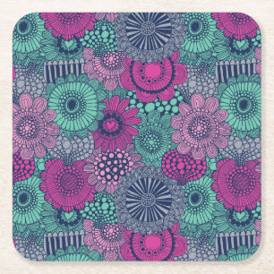 Dessous-de-verre Carré En Papier motif élégant et lumineux de magnifiques fleurs