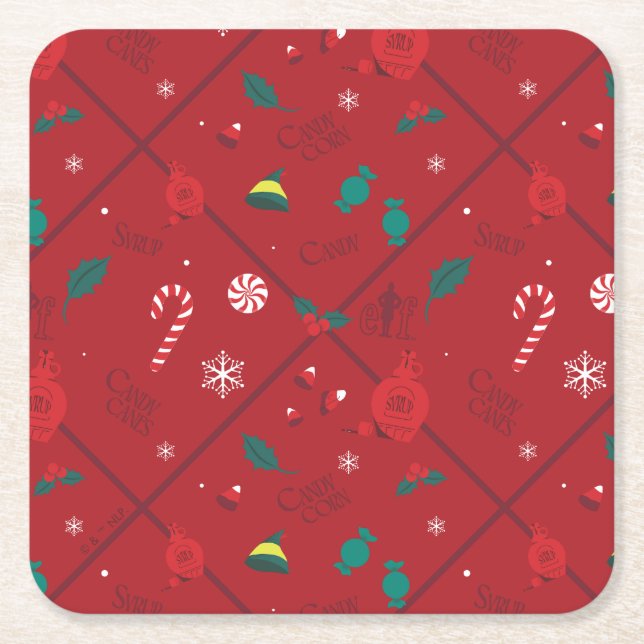 Dessous-de-verre Carré En Papier Motif Elf Candy Checker (Devant)