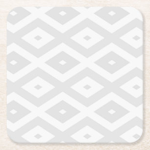 Dessous-de-verre Carré En Papier Motif en diamant gris clair et blanc