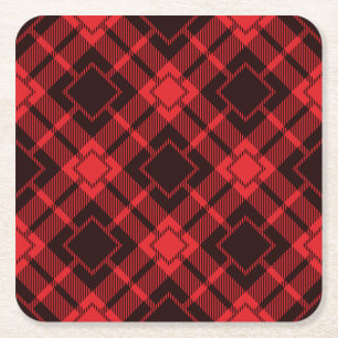 Dessous-de-verre Carré En Papier Motif en diamant rouge Tartan