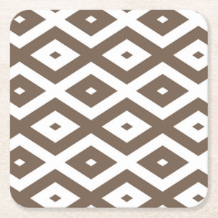 Dessous-de-verre Carré En Papier Motif en losange marron taupe et blanc