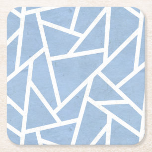 Dessous-de-verre Carré En Papier Motif en mosaïque bleu pâle et blanc