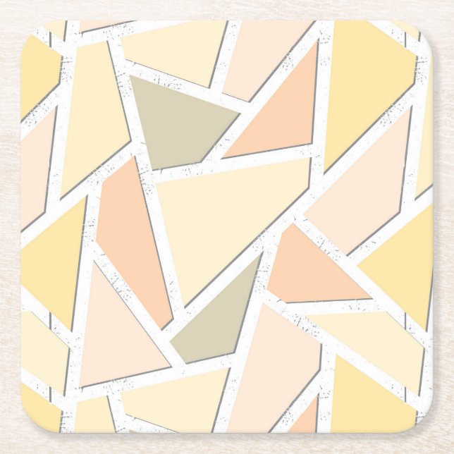 Dessous-de-verre Carré En Papier Motif en mosaïque jaune citron (Devant)