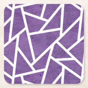 Dessous-de-verre Carré En Papier Motif en mosaïque violette et blanche