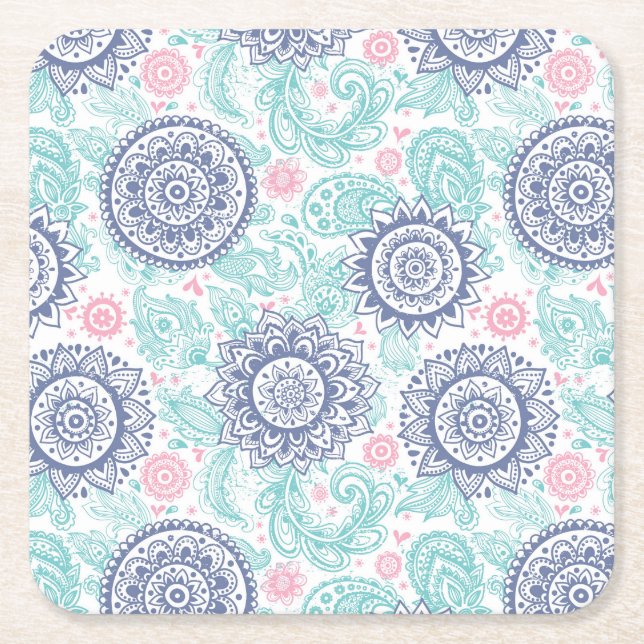 Dessous-de-verre Carré En Papier Motif Ethnic Paisley (Devant)