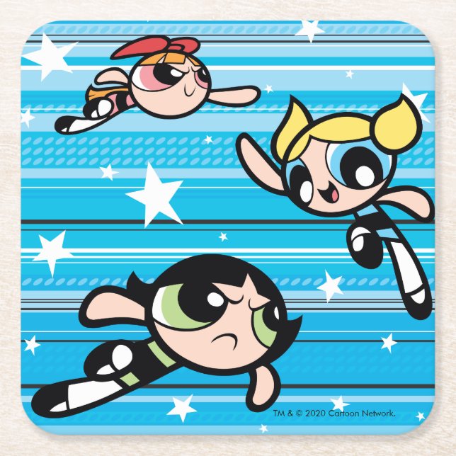 Dessous-de-verre Carré En Papier Motif étoilé Powerpuff Girls (Devant)
