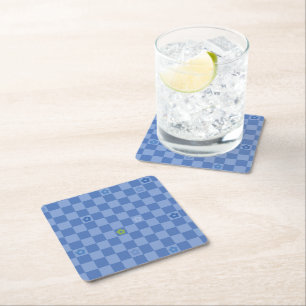 Dessous-de-verre Carré En Papier Motif Fleur à Damier N° 01 - Bleu Clair