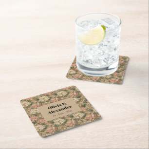 Dessous-de-verre Carré En Papier Motif floral botanique vintage lotus d'eau