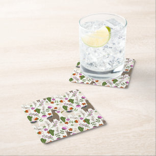 Dessous-de-verre Carré En Papier Motif Floral de Cactus d'Alpaga Amateur d'Animaux
