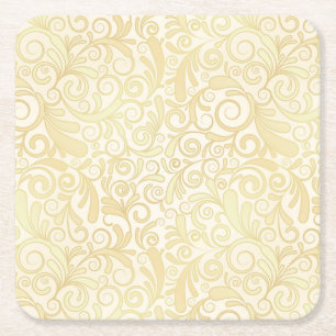 Dessous-de-verre Carré En Papier Motif floral de feuille d'or