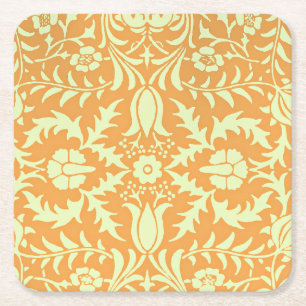 Dessous-de-verre Carré En Papier Motif floral, design or et jaune pastel,