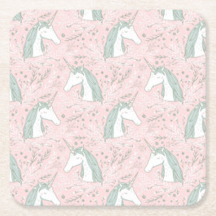 Dessous-de-verre Carré En Papier Motif floral doux de licorne