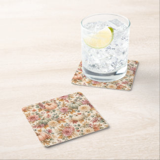 Dessous-de-verre Carré En Papier Motif floral et citrouille Soft Harvest