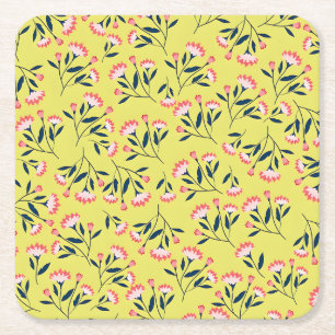 Dessous-de-verre Carré En Papier  Motif floral joyeux : Fleurs roses 